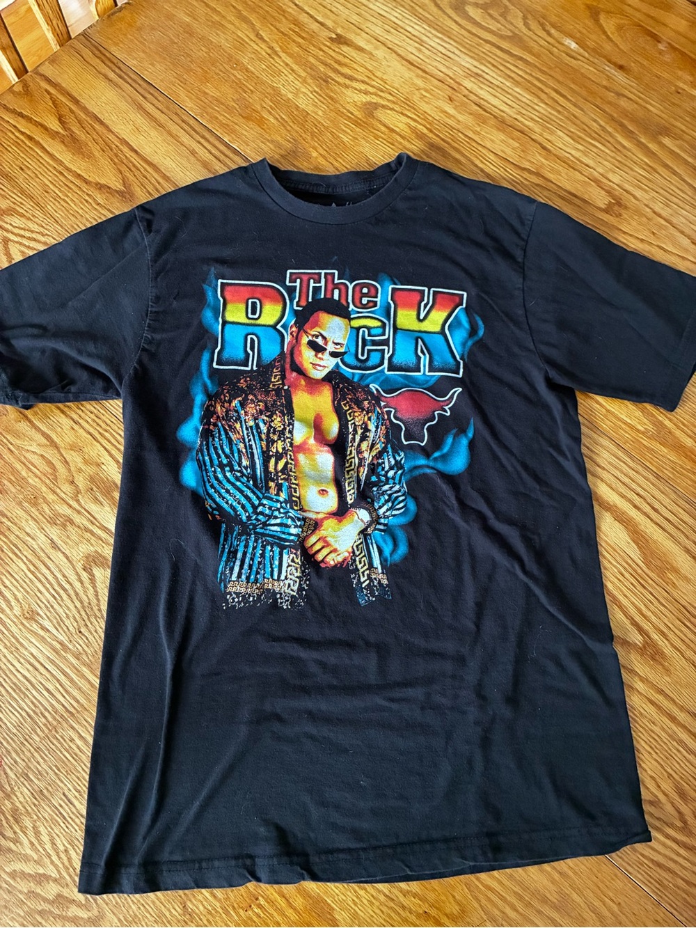 90s WWE Wrestling Black Graphic Short-Sleeve Men's T-Shirt - The Rock